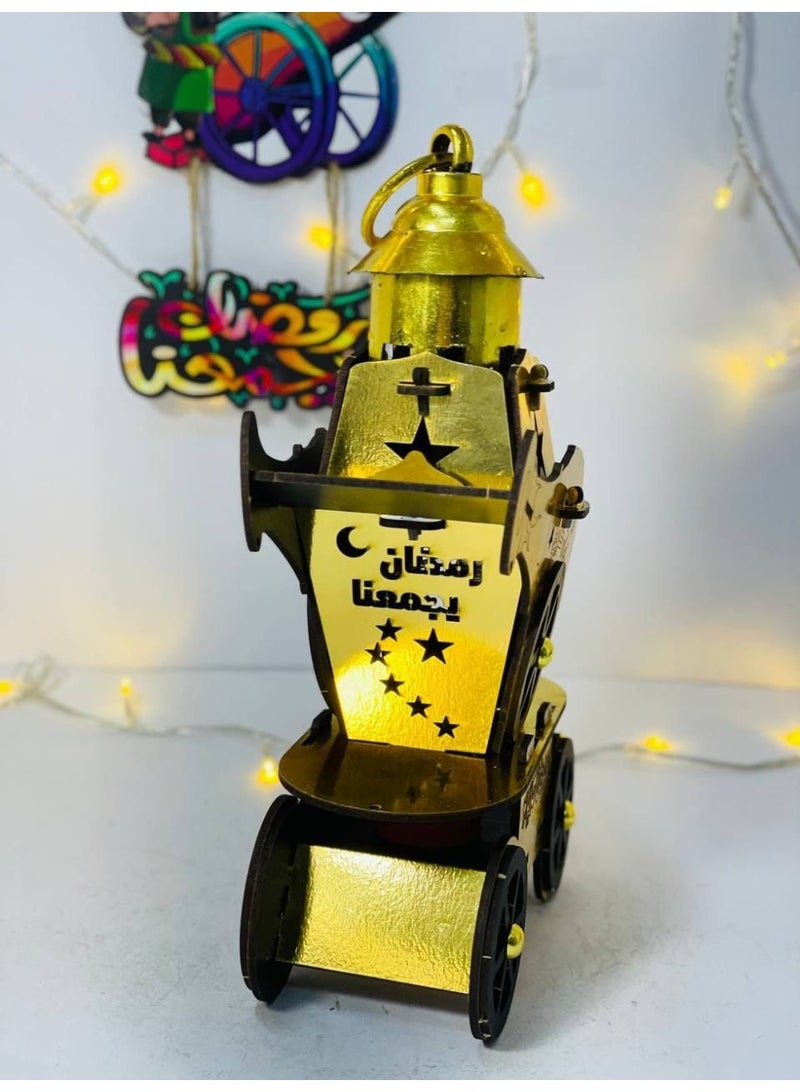 Ramadan cannon lantern that lights up and plays Ramadan songs. Golden size: 16*27 cm - Image 3